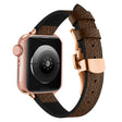 Apple Watch Series 49mm - 45mm - 44mm - 42mm Universal Watch Band - Tan / Rose Gold Buckle and Rose Gold Buckle