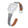Fitbit Versa 4 / Sense 2 Genuine Cow Leather Strap Rhinestone Watch Wrist Band