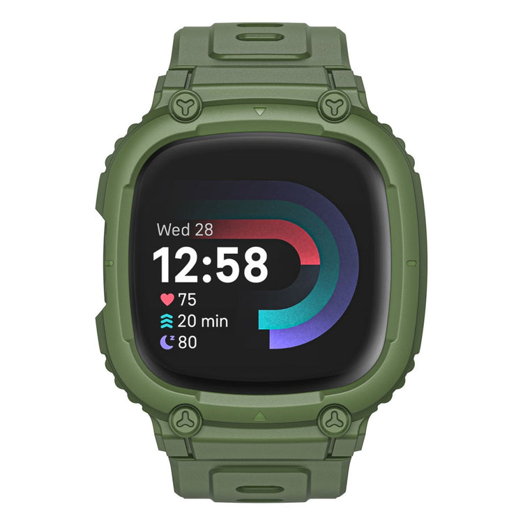 Fitbit Versa 4 / Versa 3 / Sense / Sense 2 Integrated Flexible Strap Watch Case Replacement Wrist Band - Army Green#serie_3