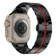 Apple Watch Series 41mm - 40mm - 38mm Universal Stainless Steel Band Watch Strap - Black+Red