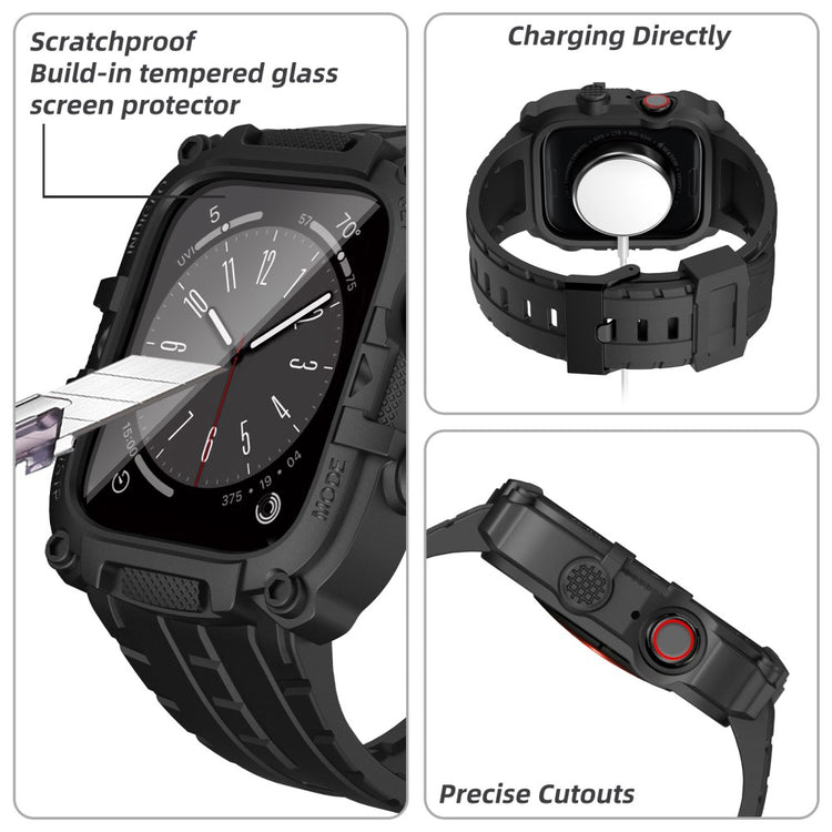 Mega Cool Silikone Universal Rem passer til Apple Smartwatch - Sort#serie_1