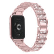 Zinc Alloy Watch Strap Xiaomi Redmi Watch 4 S-Shape Texture Rhinestone Decor Bracelet - Rose Pink