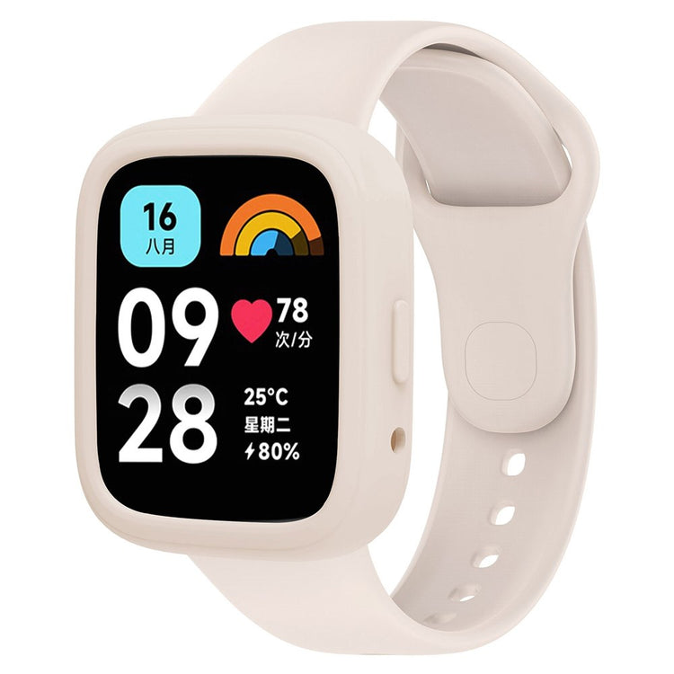 Beskyttende Silikone Universal Bumper passer til Xiaomi Redmi Watch 3 Active / Xiaomi Mi Watch Lite 3 - Hvid#serie_10