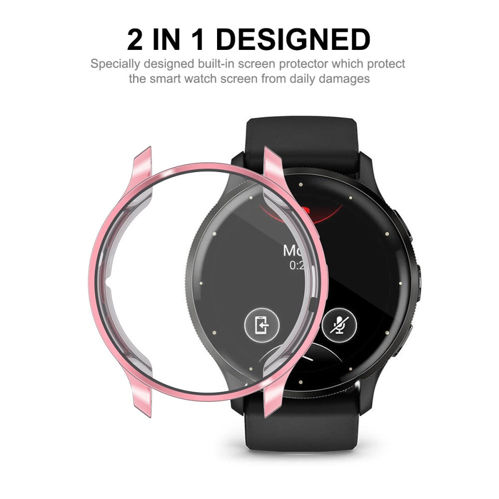Super Godt Cover med Skærmbeskytter i Silikone passer til Garmin Venu 3 - Pink#serie_1