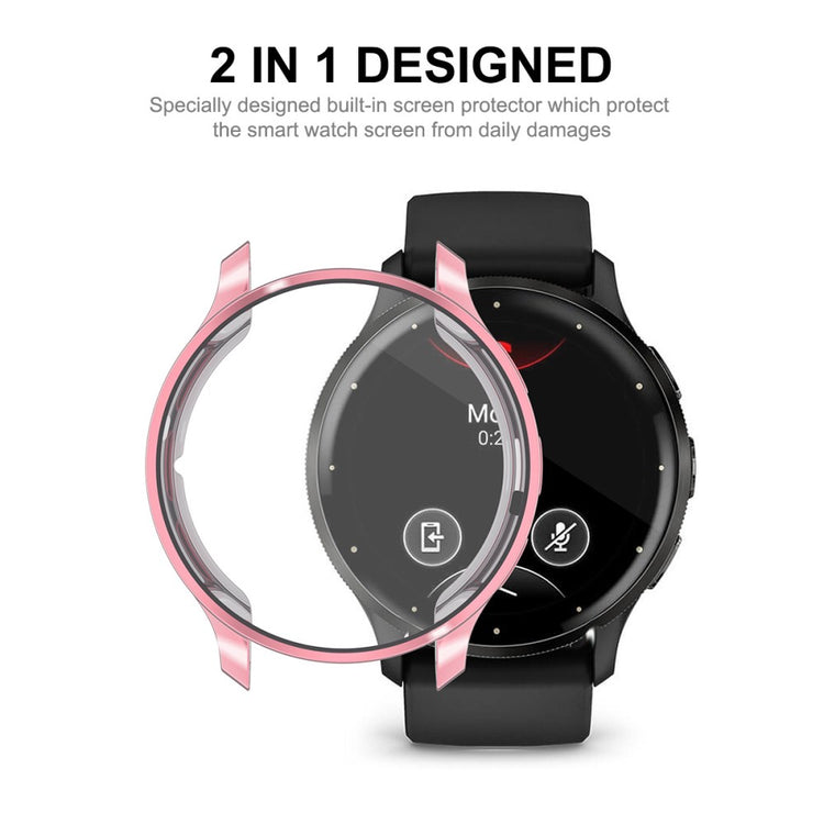 Super Godt Cover med Skærmbeskytter i Silikone passer til Garmin Venu 3 - Pink#serie_4