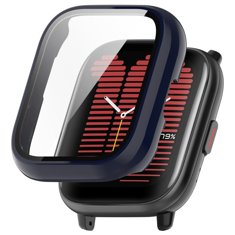 Rigtigt Godt Cover med Skærmbeskytter i Silikone og Glas passer til Amazfit Active - Blå#serie_2
