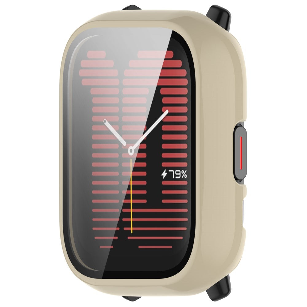Rigtigt Godt Cover med Skærmbeskytter i Silikone og Glas passer til Amazfit Active - Hvid#serie_4