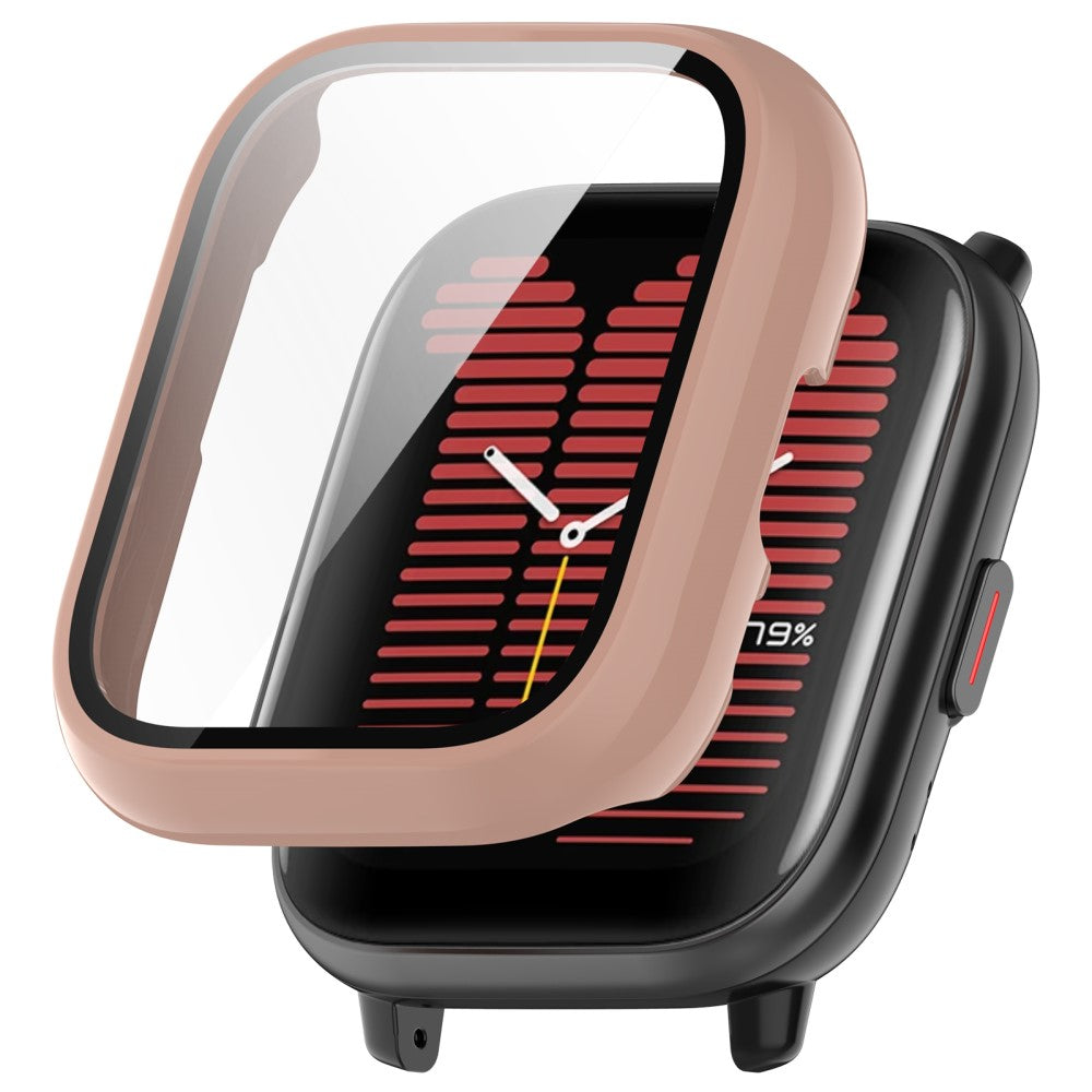 Rigtigt Godt Cover med Skærmbeskytter i Silikone og Glas passer til Amazfit Active - Pink#serie_5