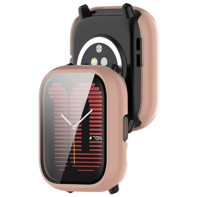 Rigtigt Godt Cover med Skærmbeskytter i Silikone og Glas passer til Amazfit Active - Pink#serie_5