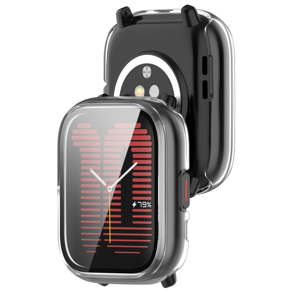 Rigtigt Godt Cover med Skærmbeskytter i Silikone og Glas passer til Amazfit Active - Gennemsigtig#serie_6