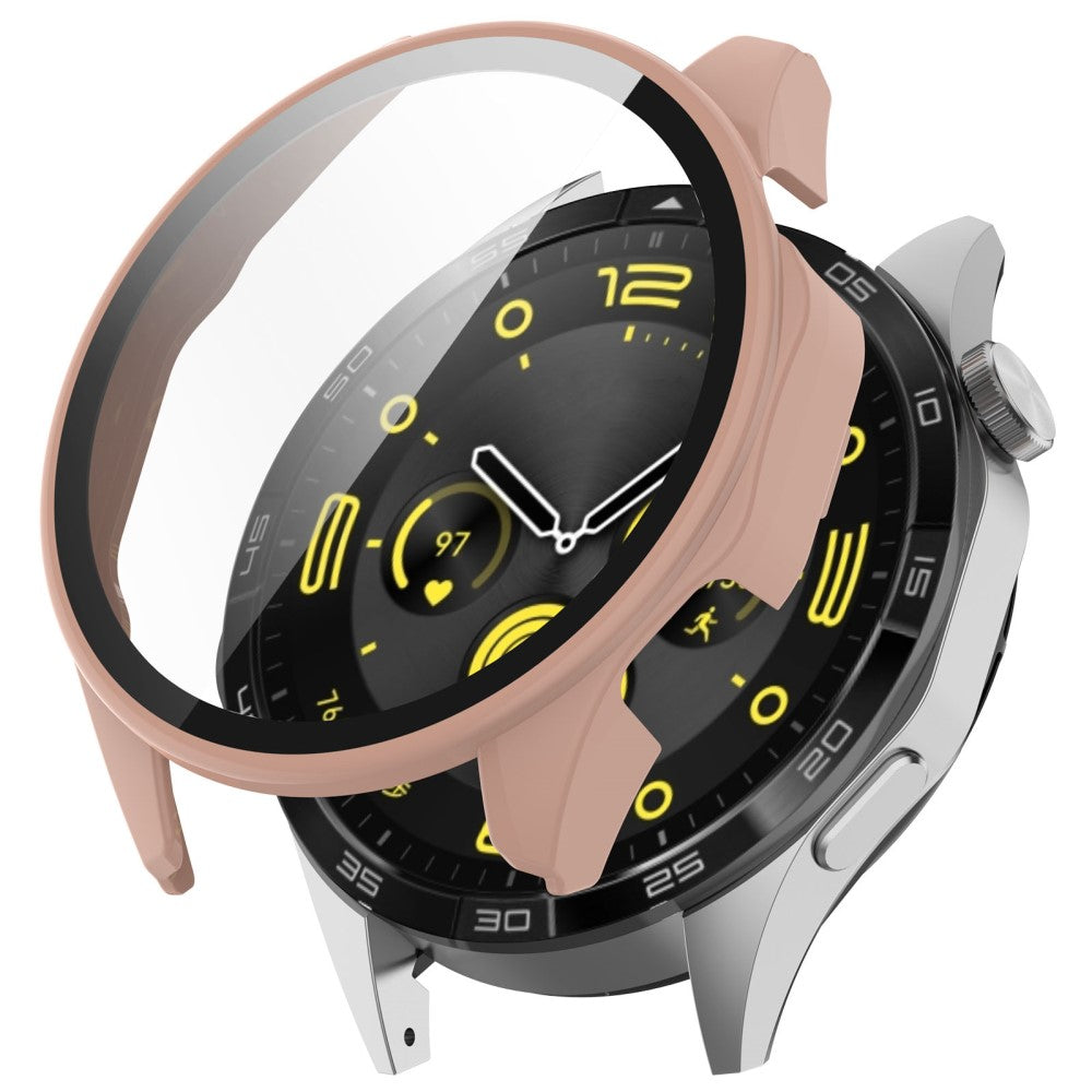 Honor Watch 4 Pro Watch Case Full Coverage Protective Cover with Tempered Glass Screen Film - Pink#serie_1