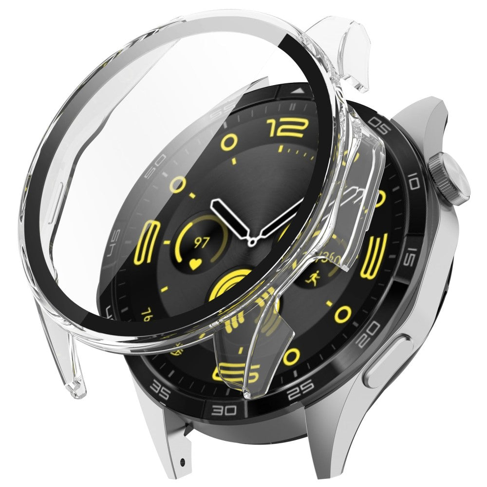 Godt Cover med Skærmbeskytter i Silikone og Glas passer til Huawei Watch 4 Pro - Gennemsigtig#serie_3