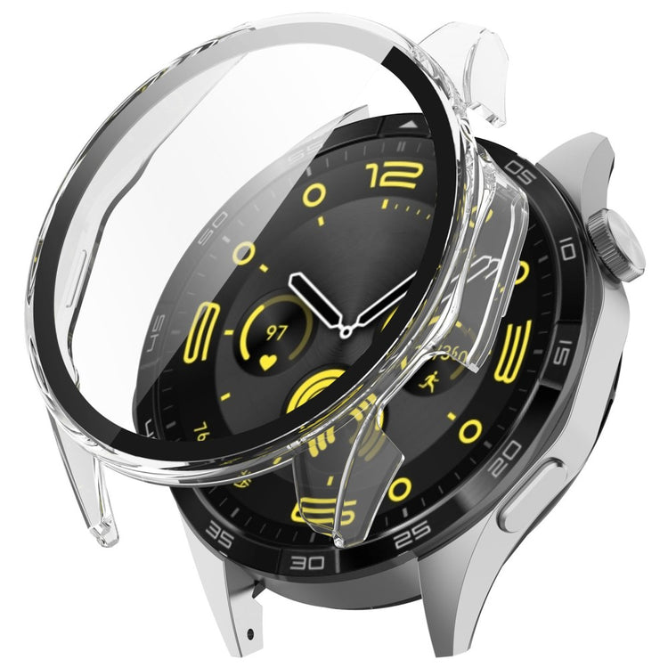 Godt Cover med Skærmbeskytter i Silikone og Glas passer til Huawei Watch 4 Pro - Gennemsigtig#serie_3