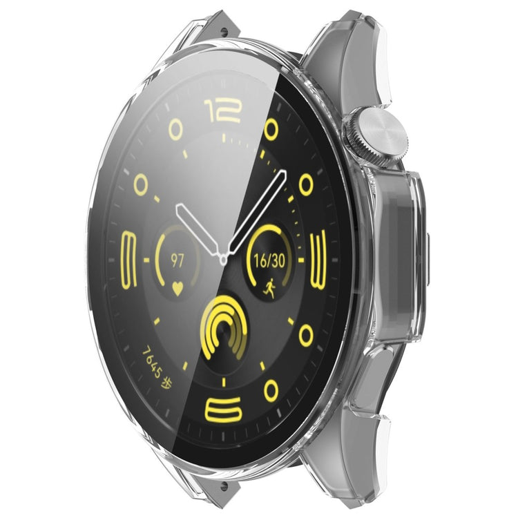 Godt Cover med Skærmbeskytter i Silikone og Glas passer til Huawei Watch 4 Pro - Gennemsigtig#serie_3