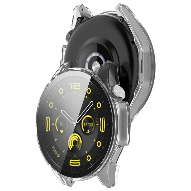 Godt Cover med Skærmbeskytter i Silikone og Glas passer til Huawei Watch 4 Pro - Gennemsigtig#serie_3