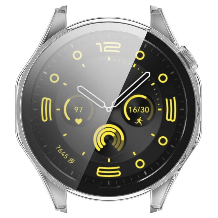 Godt Cover med Skærmbeskytter i Silikone og Glas passer til Huawei Watch 4 Pro - Gennemsigtig#serie_3
