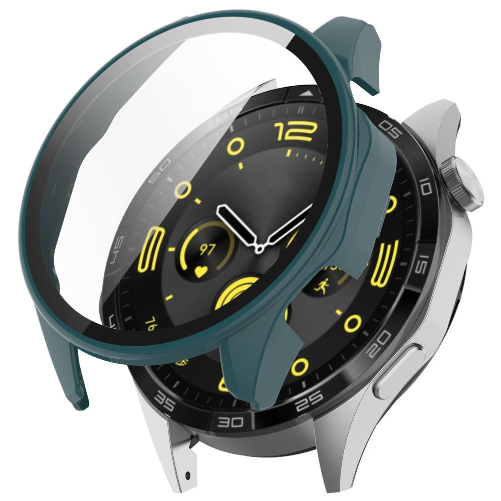 Godt Cover med Skærmbeskytter i Silikone og Glas passer til Huawei Watch 4 Pro - Grøn#serie_4