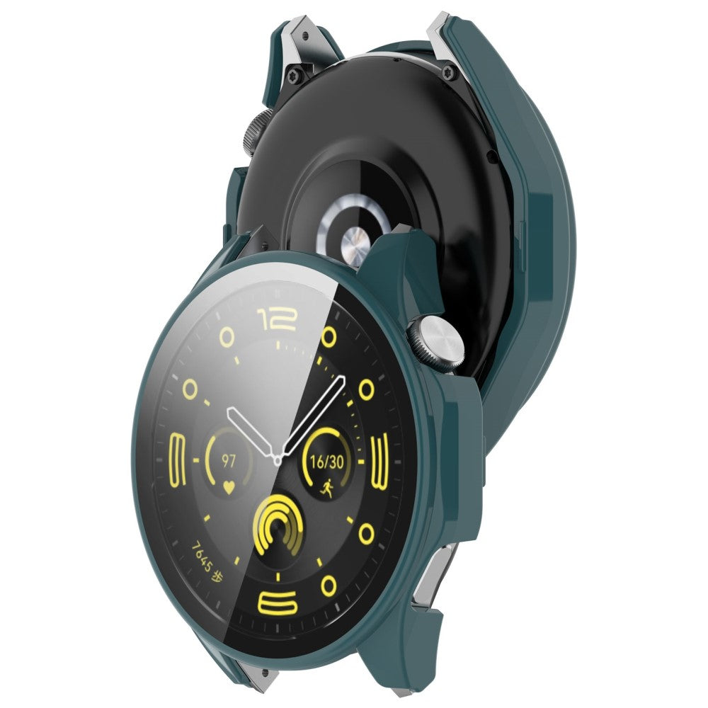 Godt Cover med Skærmbeskytter i Silikone og Glas passer til Huawei Watch 4 Pro - Grøn#serie_4