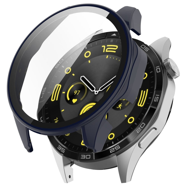 Godt Cover med Skærmbeskytter i Silikone og Glas passer til Huawei Watch 4 Pro - Blå#serie_6