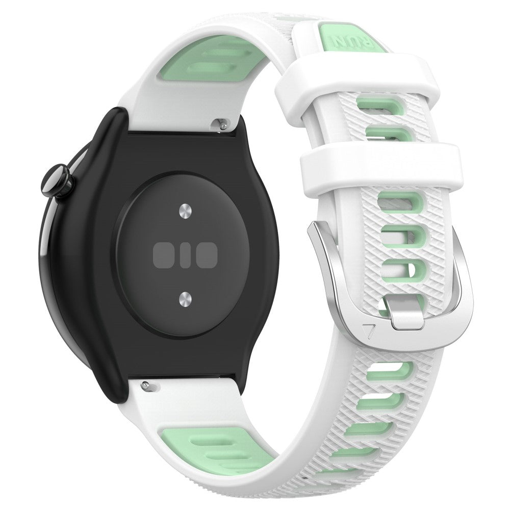 18mm Universal dual color cross strip silicone strap - White / Teal Green#serie_1