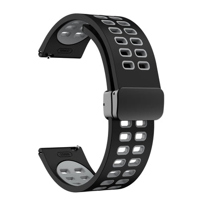 20mm Universal dual color silicone strap with black buckle - Black / Grey#serie_1