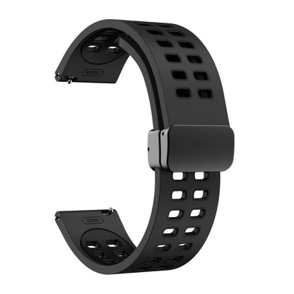 20mm Universal dual color silicone strap with black buckle - Coal Black / Black#serie_11