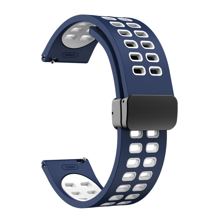 22mm Universal dual color silicone strap with black buckle - Midnight Blue / White#serie_10