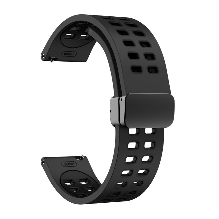 22mm Universal dual color silicone strap with black buckle - Coal Black / Black#serie_11