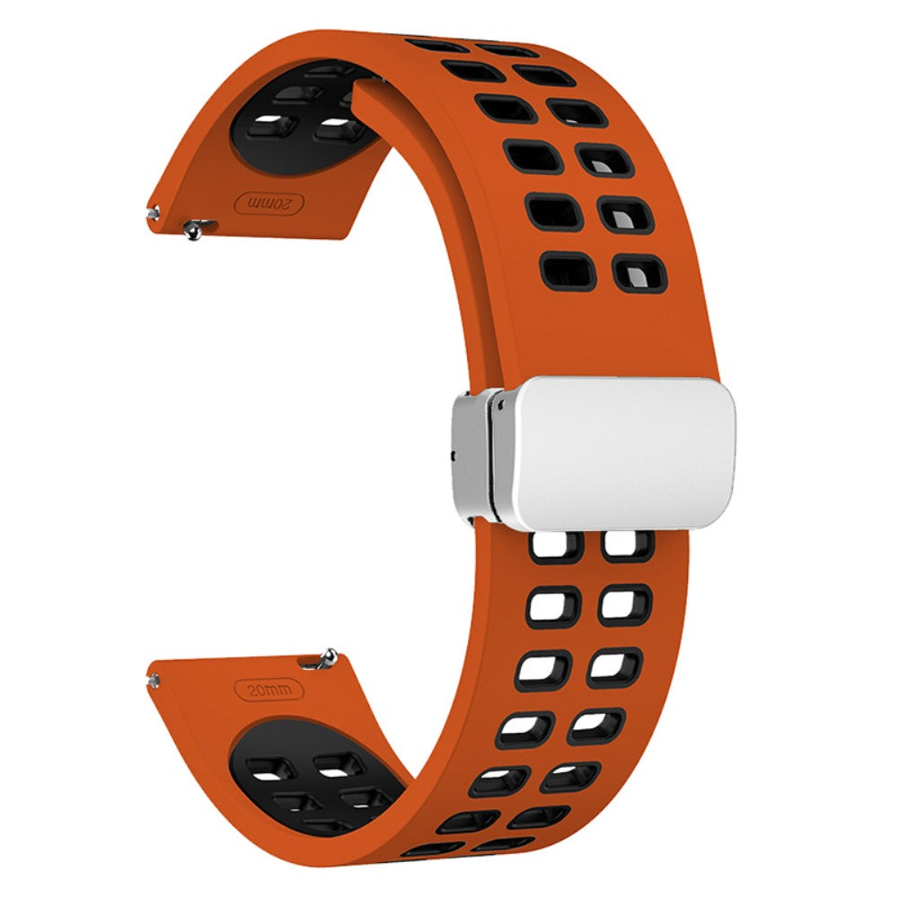 22mm Universal dual color silicone strap with silver buckle - Orange / Black#serie_4