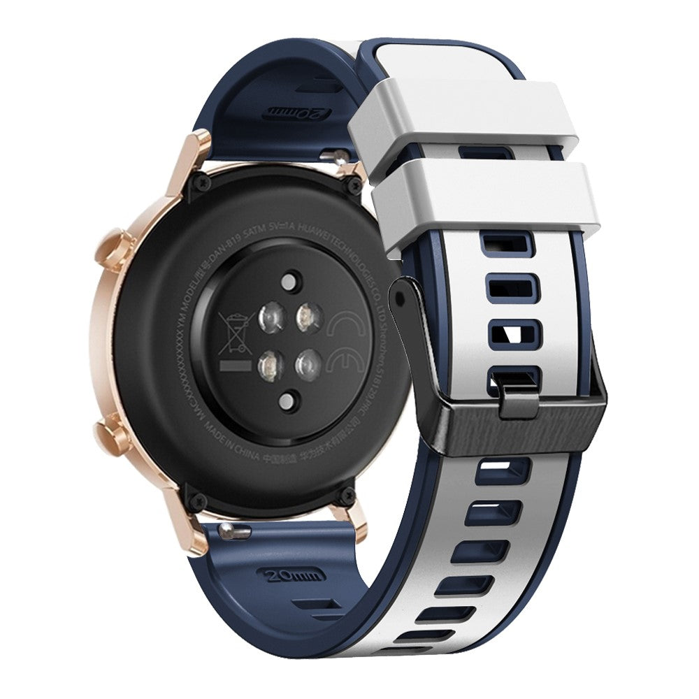 20mm Universal dual color silicone strap - White / Blue#serie_1