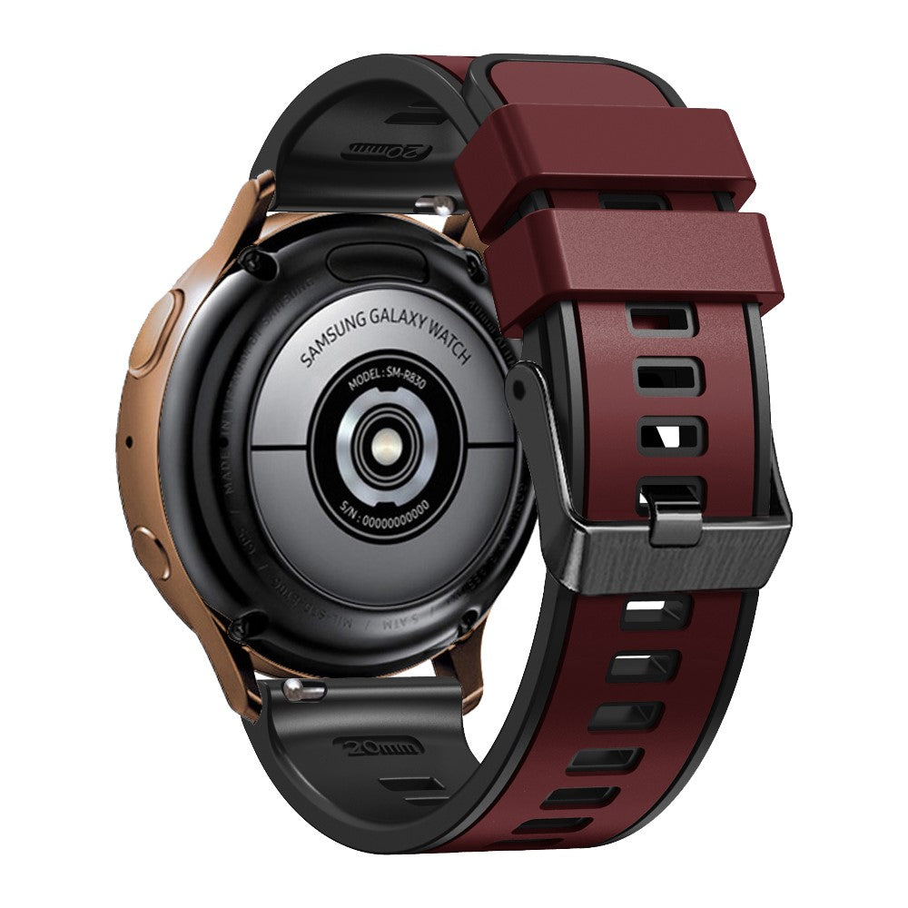 20mm Universal dual color silicone strap - Wine Red / Black#serie_7