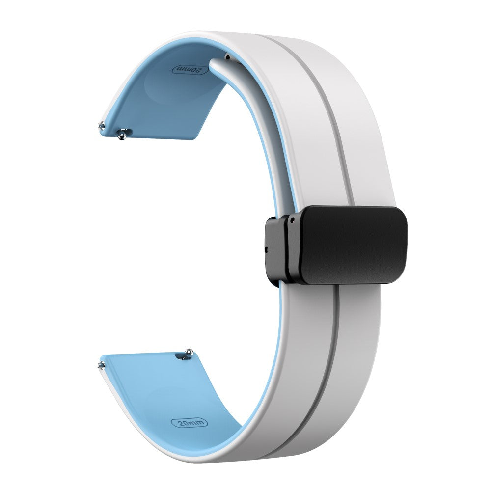 20mm Universal dual color silicone strap in black buckle - White / Baby Blue#serie_1