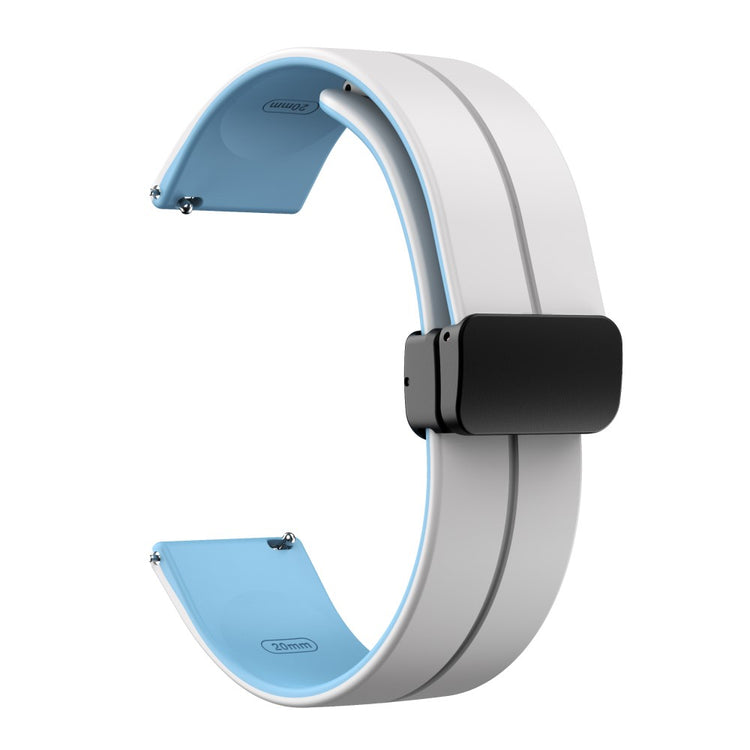 20mm Universal dual color silicone strap in black buckle - White / Baby Blue#serie_1