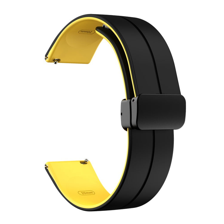 20mm Universal dual color silicone strap in black buckle - Black / Yellow#serie_2