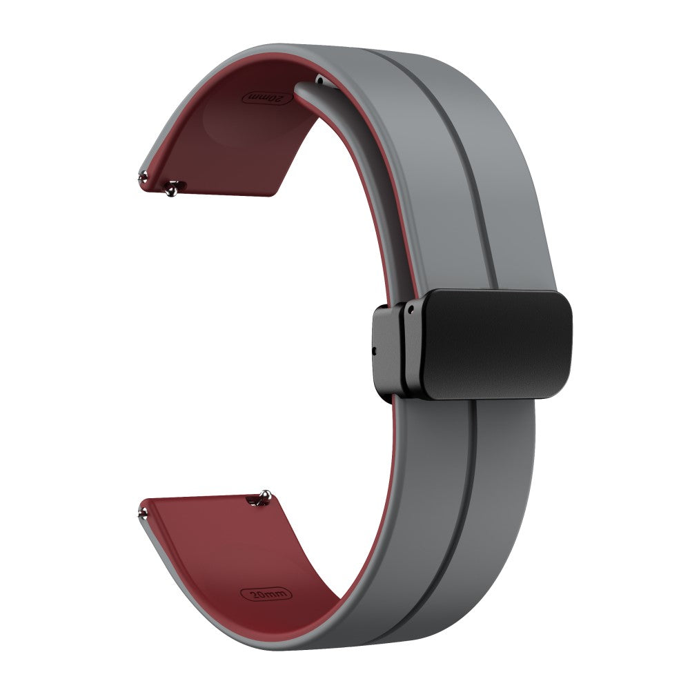 20mm Universal dual color silicone strap in black buckle - Grey / Wine Red#serie_4
