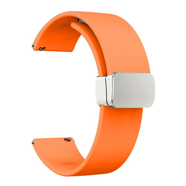 22mm Universal simple silicone strap with silver buckle - Orange#serie_4