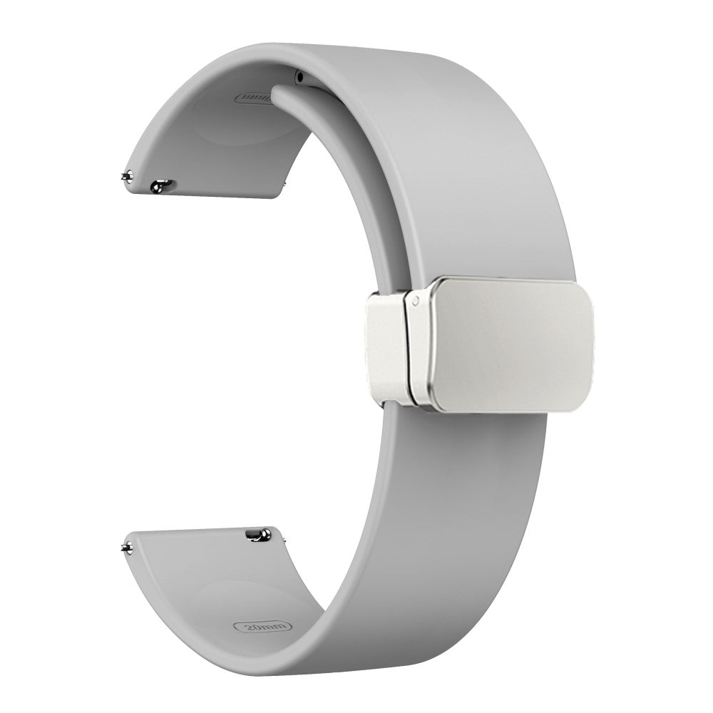 22mm Universal simple silicone strap with silver buckle - Light Grey#serie_8