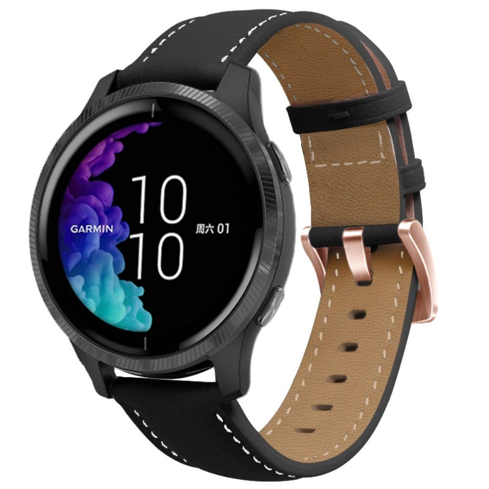 Mega Sejt Ægte Læder Universal Rem passer til Smartwatch - Sort#serie_1