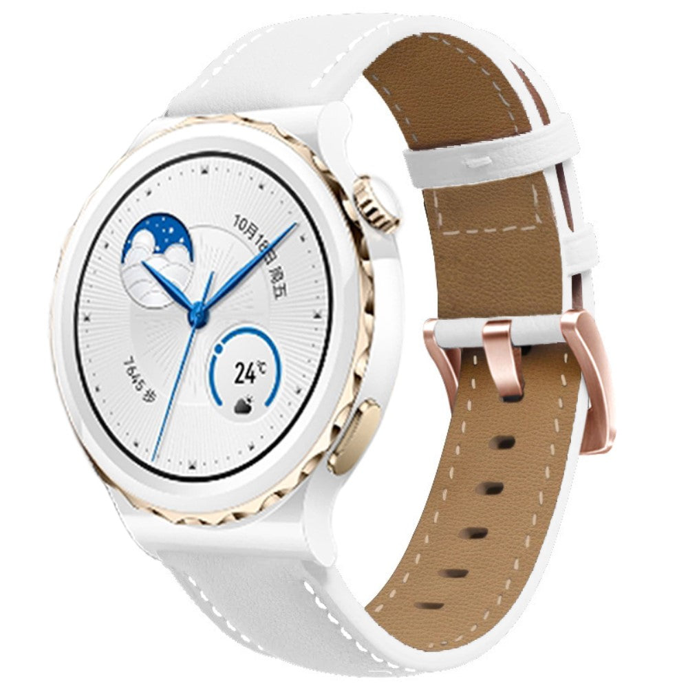 Mega Sejt Ægte Læder Universal Rem passer til Smartwatch - Hvid#serie_4