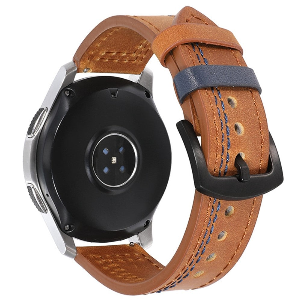 22mm Universal leather strap - Brown / Blue Stitch#serie_1