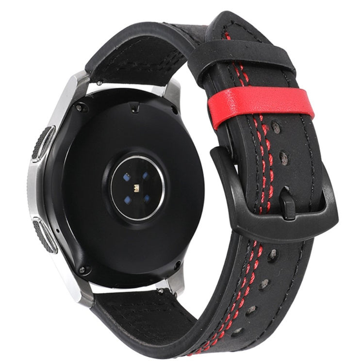 20mm Universal leather strap - Black / Red Stitch#serie_4