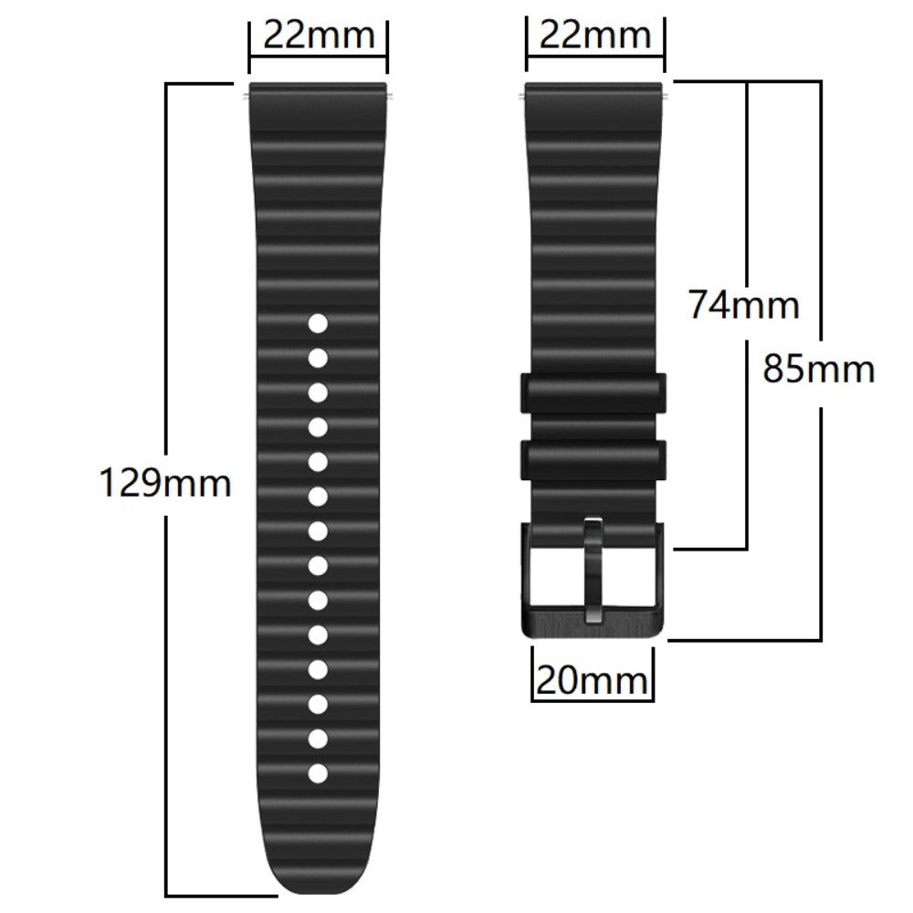 22mm Universal dual-color silicone strap with black buckle - Black+Orange#serie_4