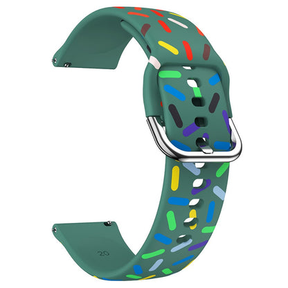 20mm Universal colorful pattern style silicone strap with black buckle - Green Rainbow#serie_7