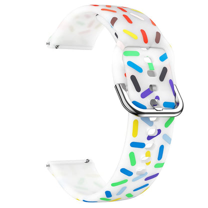 20mm Universal colorful pattern style silicone strap with black buckle - Transparent  Rainbow#serie_8