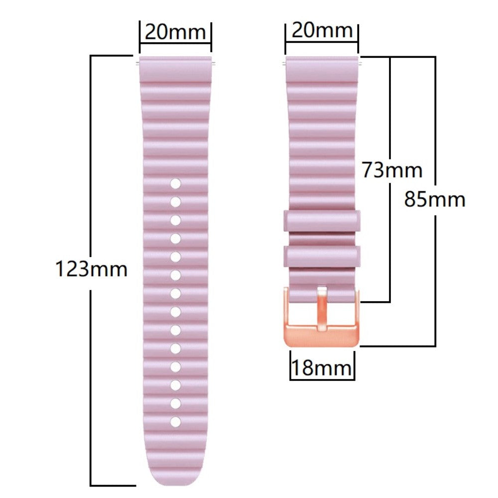 20mm Universal horizontal stripe style silicone strap with rose gold buckle - White+Khaki#serie_3
