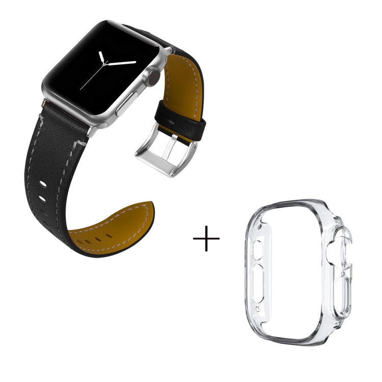 Ægte læder Cover passer til Apple Watch Ultra - Sort#serie_3
