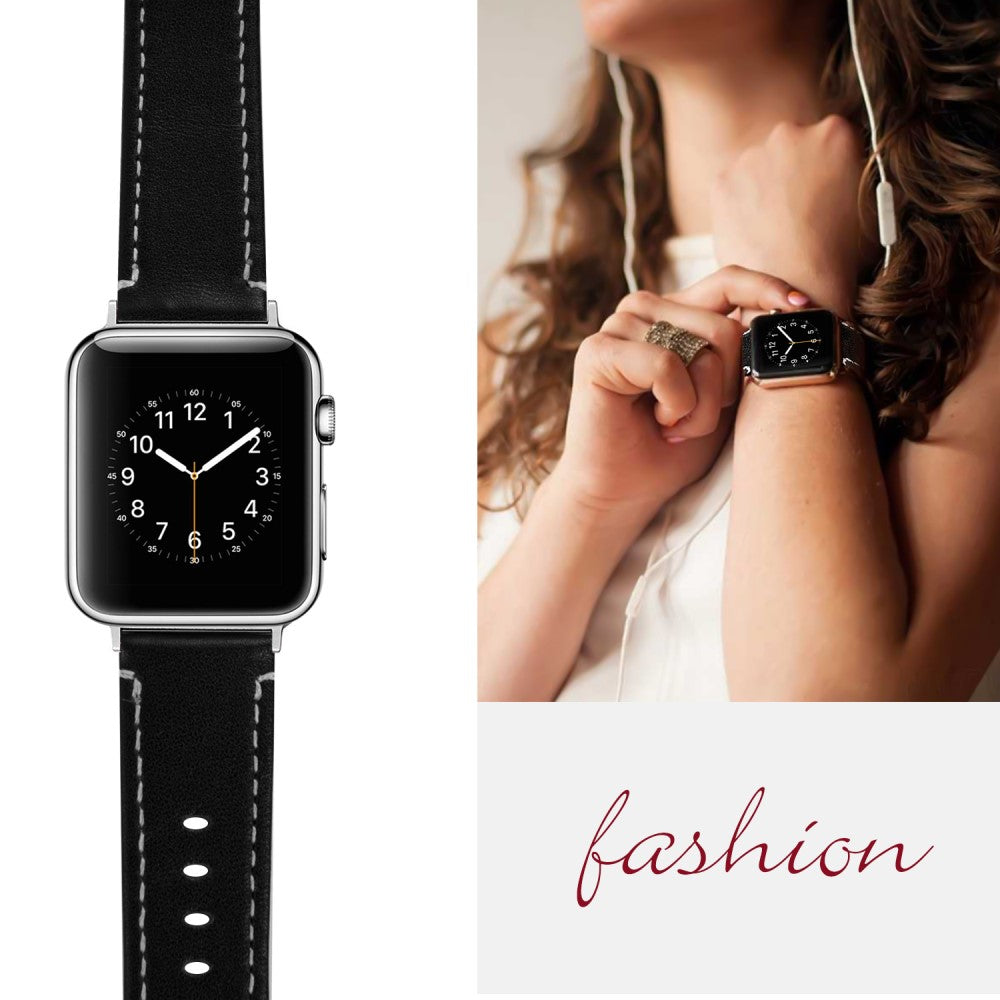 Ægte læder Cover passer til Apple Watch Ultra - Sort#serie_3