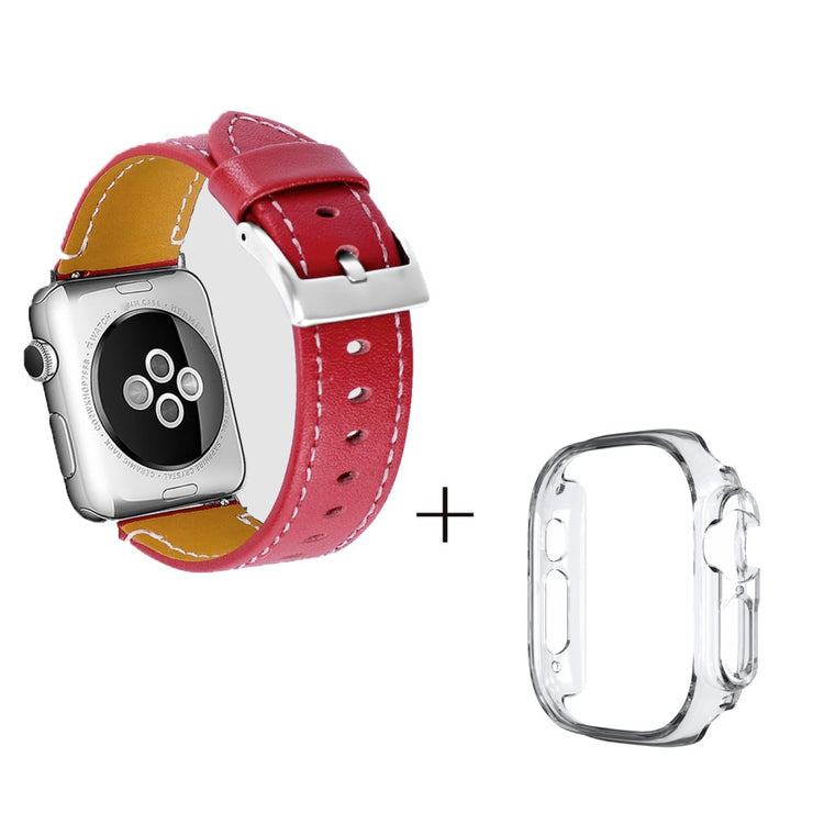 Ægte læder Cover passer til Apple Watch Ultra - Rød#serie_4