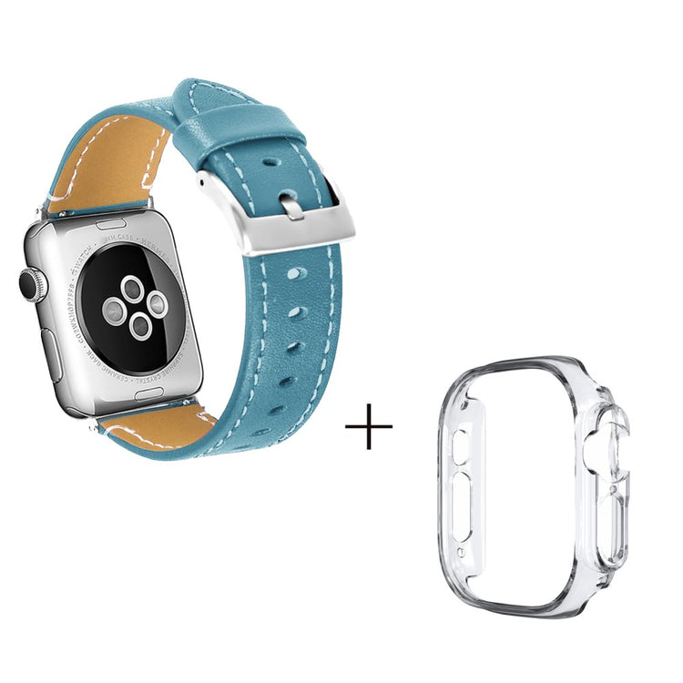 Ægte læder Cover passer til Apple Watch Ultra - Blå#serie_6