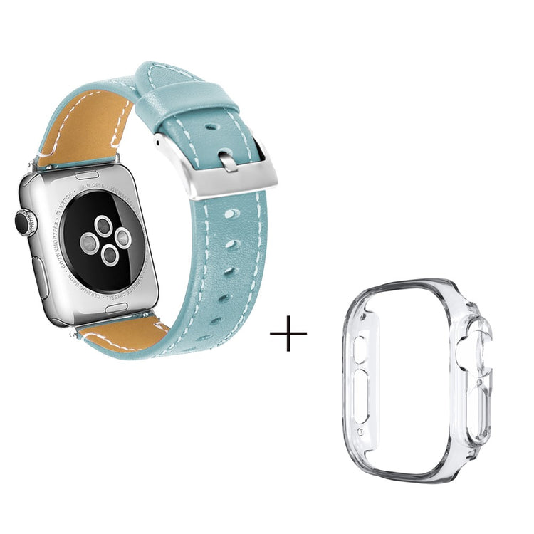 Ægte læder Cover passer til Apple Watch Ultra - Blå#serie_7